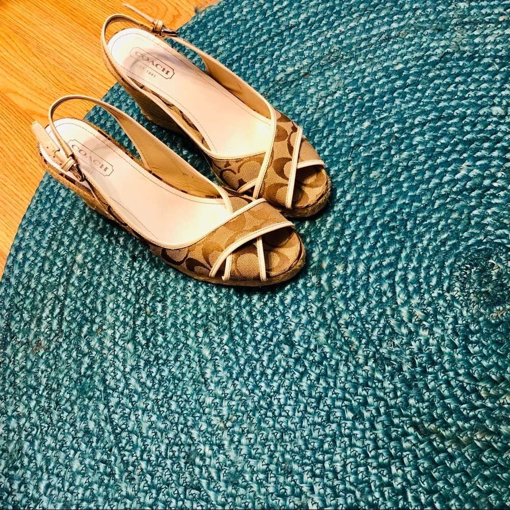 Coach Espadrille Slingback Peeptoe Sandals - Picture 7 of 13